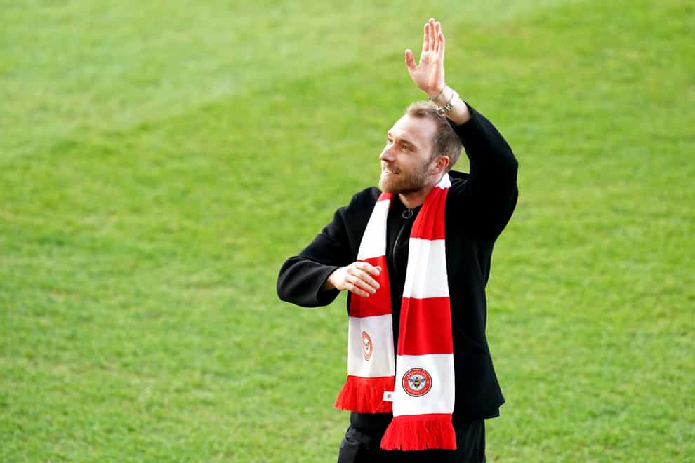 Brentford’s Christian Eriksen is introduced to the crowd before kick-off (John Walton/PA).