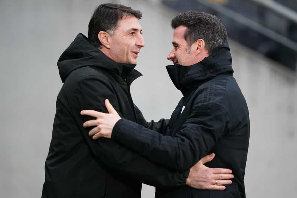 Marco Silva, right, triumphed over his former team, now managed by Shota Arveladze, left (Zac Goodwin/PA)