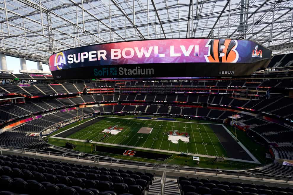 The interior of SoFi Stadium is seen days before the Super Bowl (Marcio Jose Sanchez/AP)
