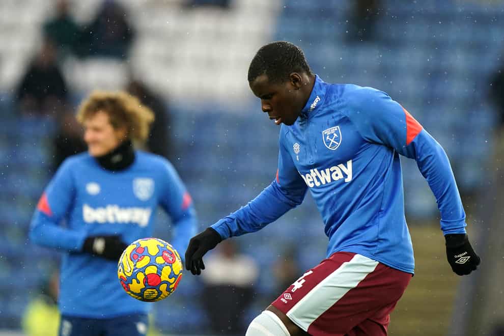 Kurt Zouma withdrew from West Ham’s starting line-up at Leicester (Tim Goode/PA)