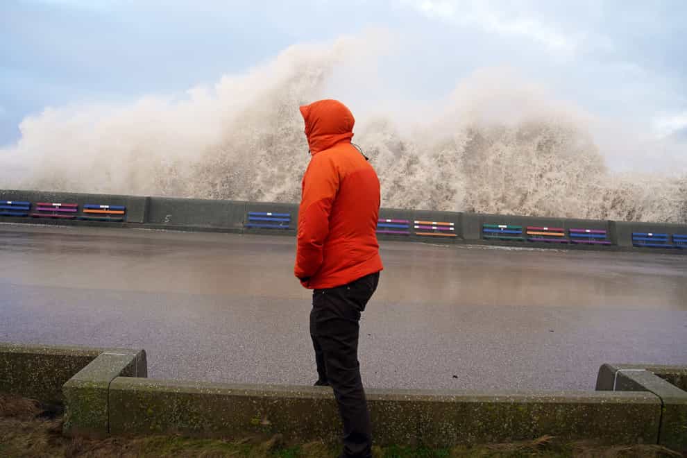 Waves on the seafront at New Brighton in Merseyside (Peter Byrne/PA)
