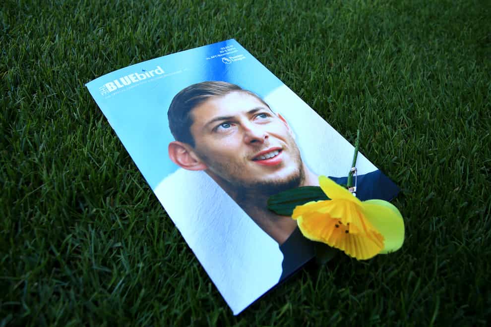 A view of the matchday programme with an image of Emiliano Sala on the cover (Mark Kerton/PA)