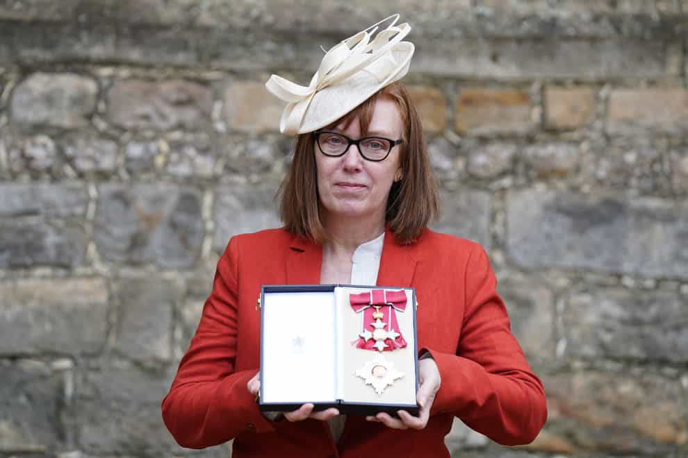 Professor Dame Sarah Gilbert from Oxford after she was made a Dame Commander of the British Empire by the Princess Royal at Windsor Castle (Steve Parsons/PA)
