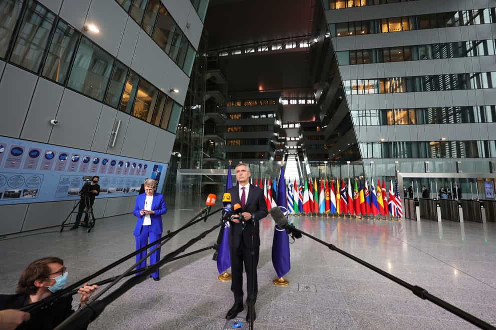 Nato Secretary-General Jens Stoltenberg as he arrives for a meeting of Nato defence ministers in Brussels (Olivier Matthys/AP)
