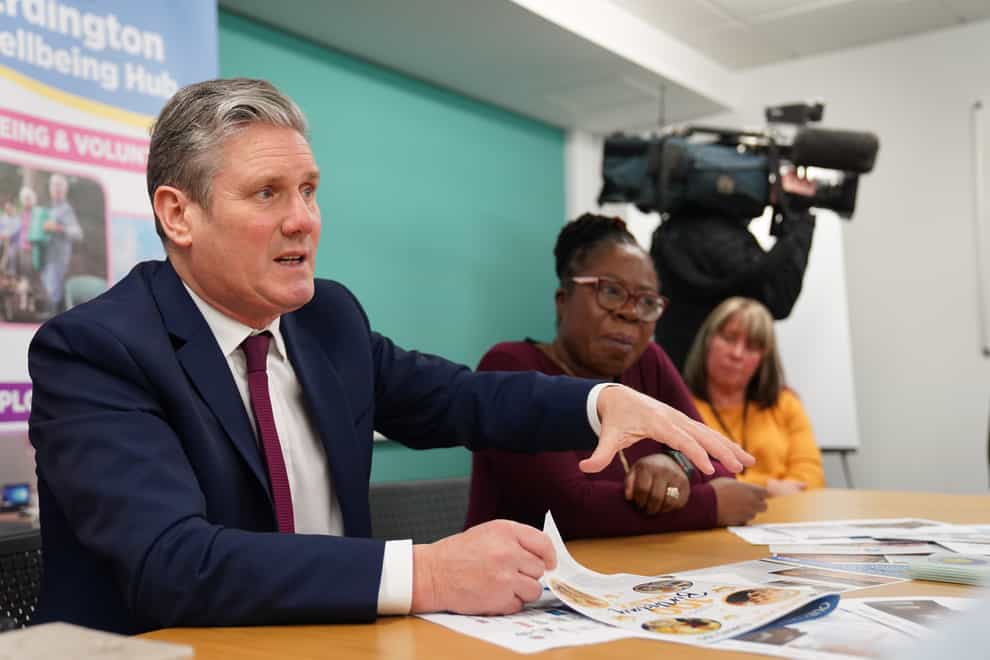 Labour leader Keir Starmer at a community hub during a visit to Erdington in Birmingham to support Labour’s by-election campaign. (Jacob King/PA)