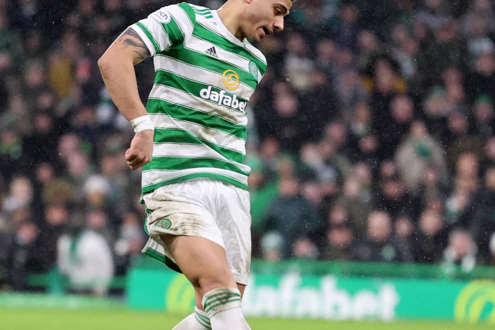 Celtic’s Giorgos Giakoumakis is focused on the Europa Conference League (Steve Welsh/PA)