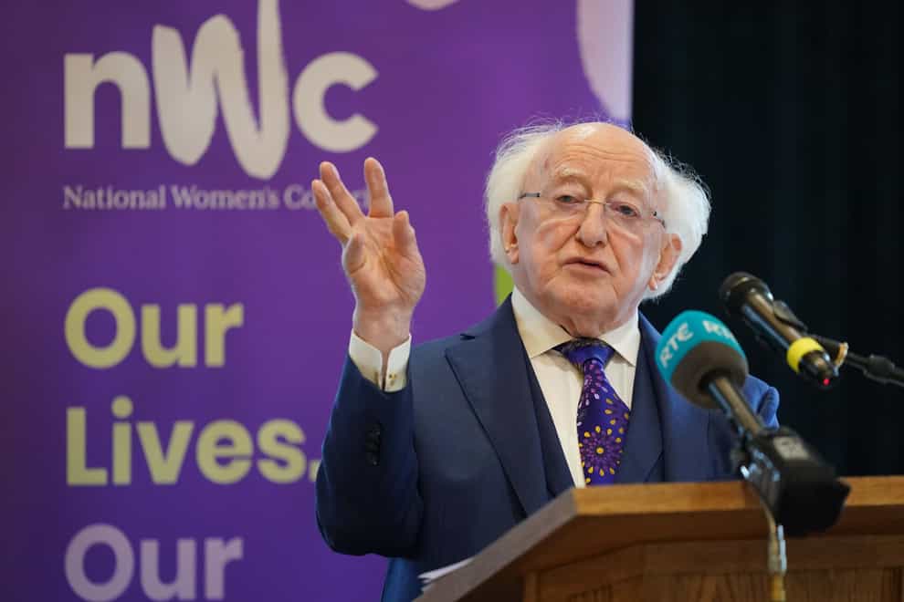 President Michael D Higgins speaks at the conference (All-island Women’s Conference/PA)
