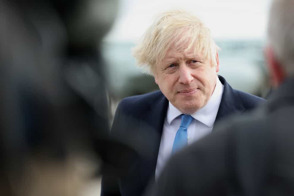 Prime Minister Boris Johnson during his visit to Royal Air Force Station Waddington in Lincolnshire (Carl Recine/PA)
