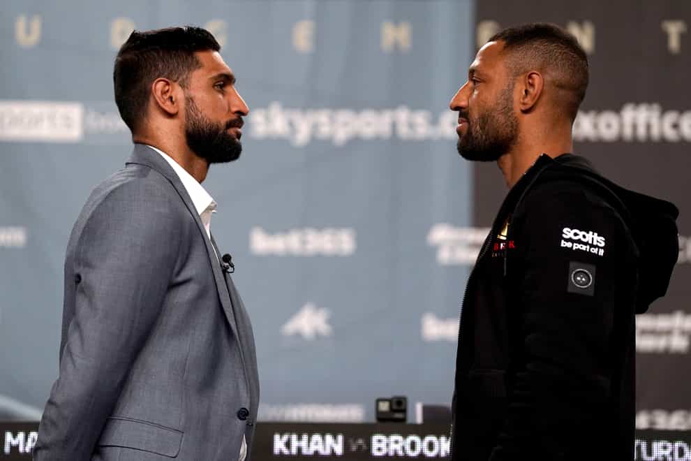 Amir Khan (left) and Kell Brook will face each other in Manchester on Saturday night (Nick Potts/PA)