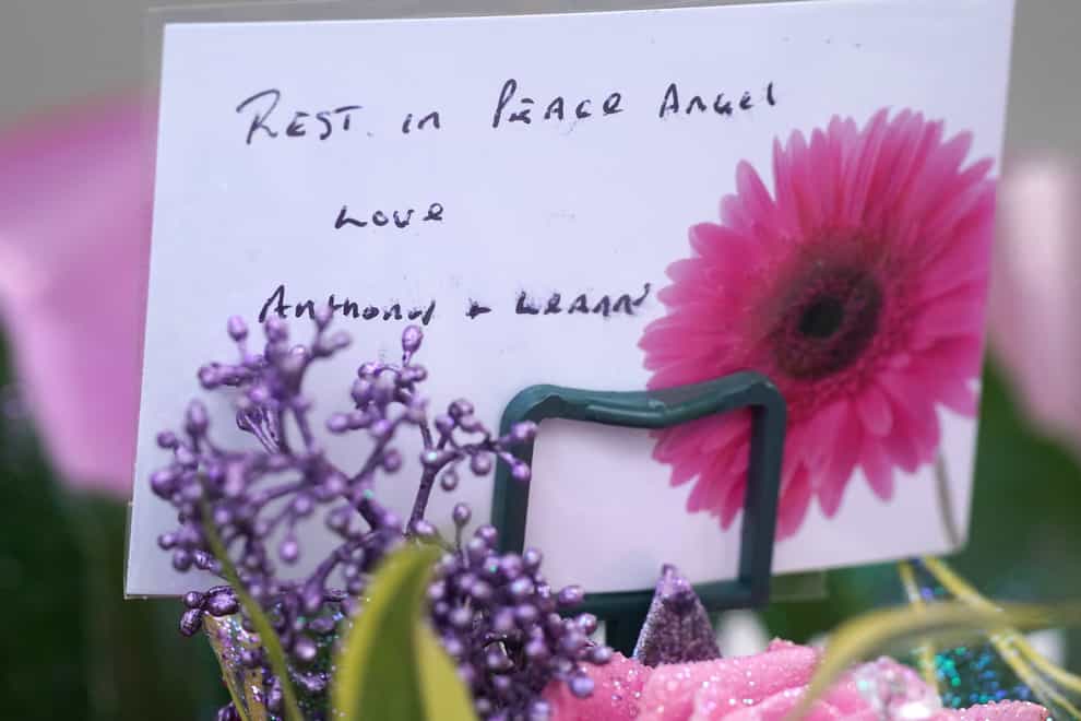 Flowers near the scene in Liverpool city centre where 12-year-old Ava White died following an assault. A 14-year-old boy has denied the murder of but admitted possessing a knife (PA)