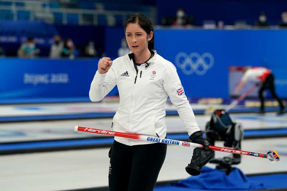 Eve Muirhead celebrates after taking four in the crucial ninth end against Sweden (Andrew Milligan/PA)