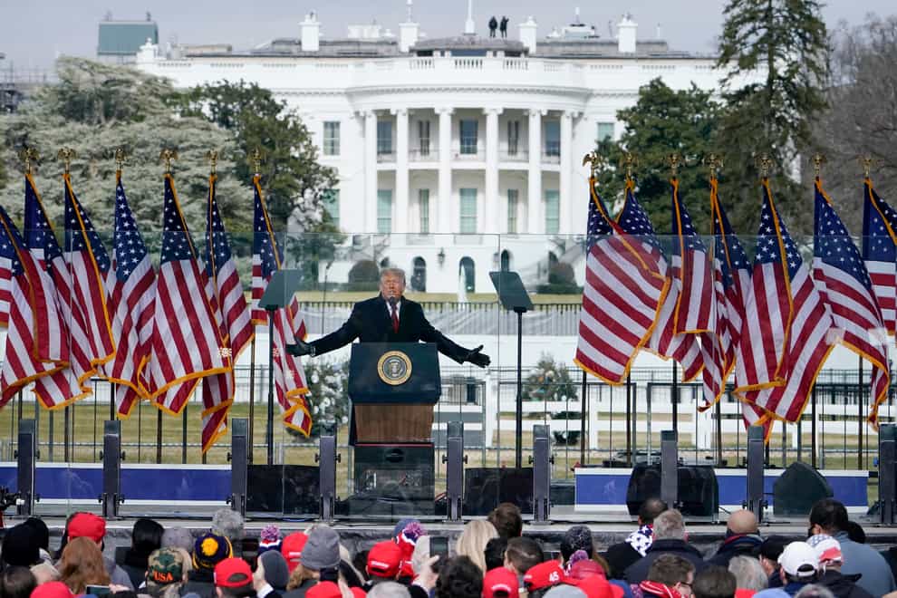 Donald Trump speaks at a rally in Washington (Jacquelyn Martin/AP)