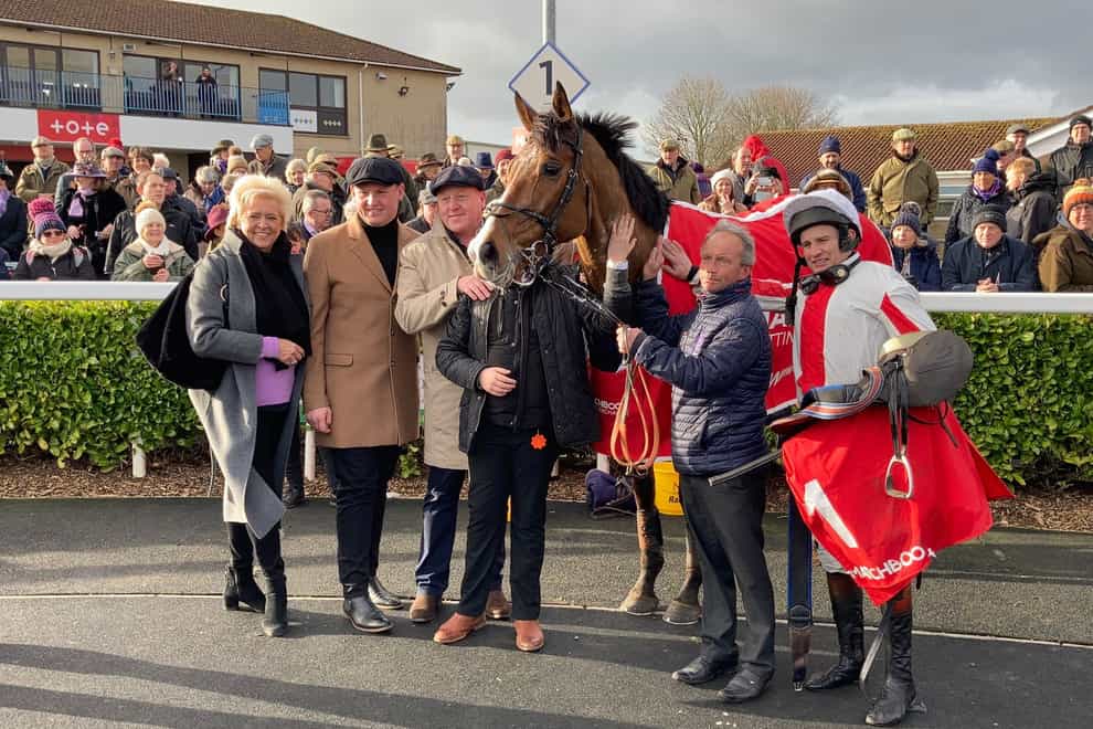 Goshen with connections after winning his second Kingwell Hurdle at Wincanton (PA)
