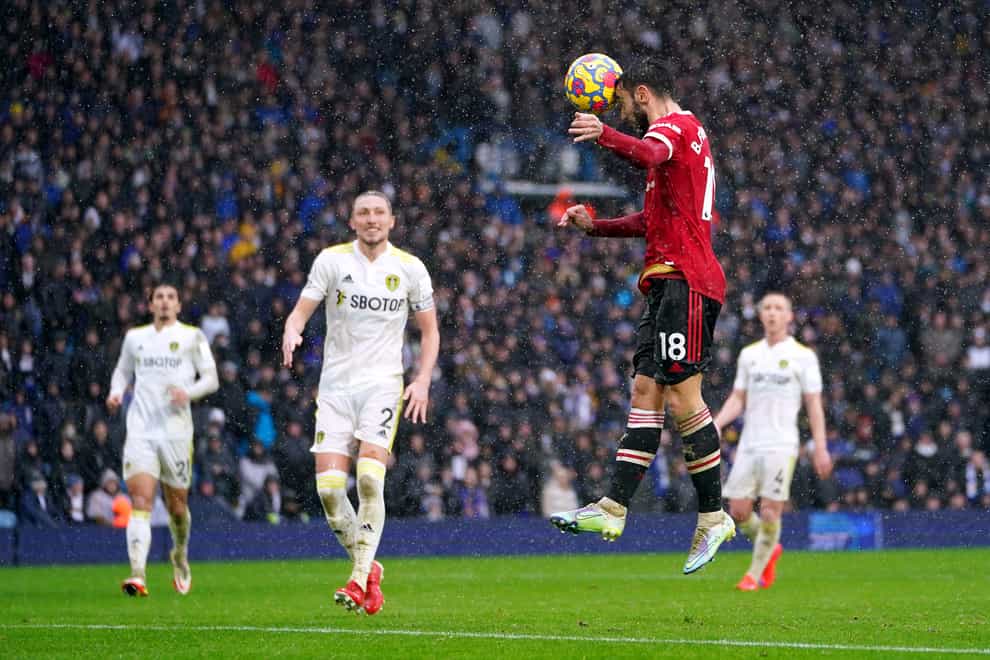Manchester United’s Bruno Fernandes scores (Mike Egerton/PA)