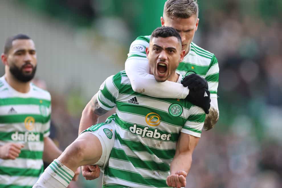 Celtic’s Giorgos Giakoumakis makes title claim after believes his side are title favourites (Steve Welsh/PA)