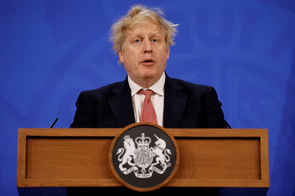 Prime Minister Boris Johnson during a media briefing in Downing Street, London (Tolga Akmen/PA)