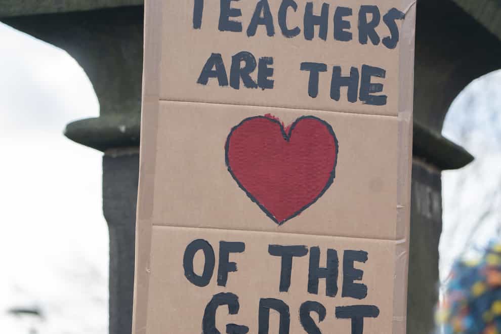Protesters outside Sheffield Girls’ School (PA)