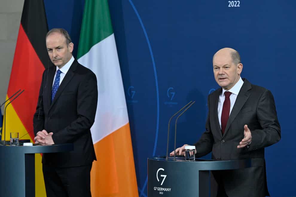 Taoiseach Micheal Martin and German Chancellor Olaf Scholz (Pool/AP)