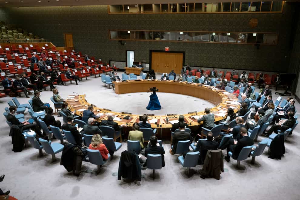The UN Security Council meets for an emergency session on Ukraine (Evan Schneider/United Nations via AP)