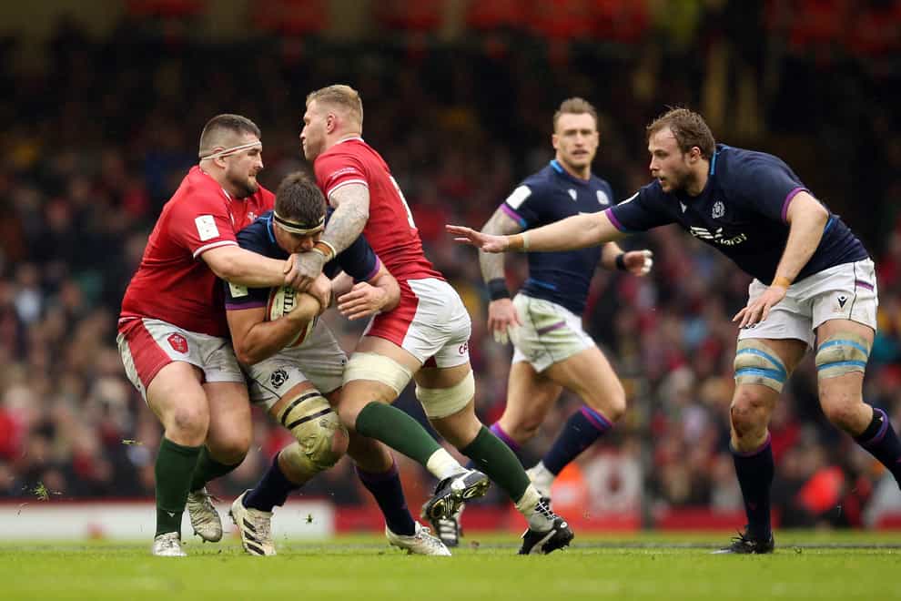 Sam Skinner was in the thick of it in Wales (Nigel French/PA)