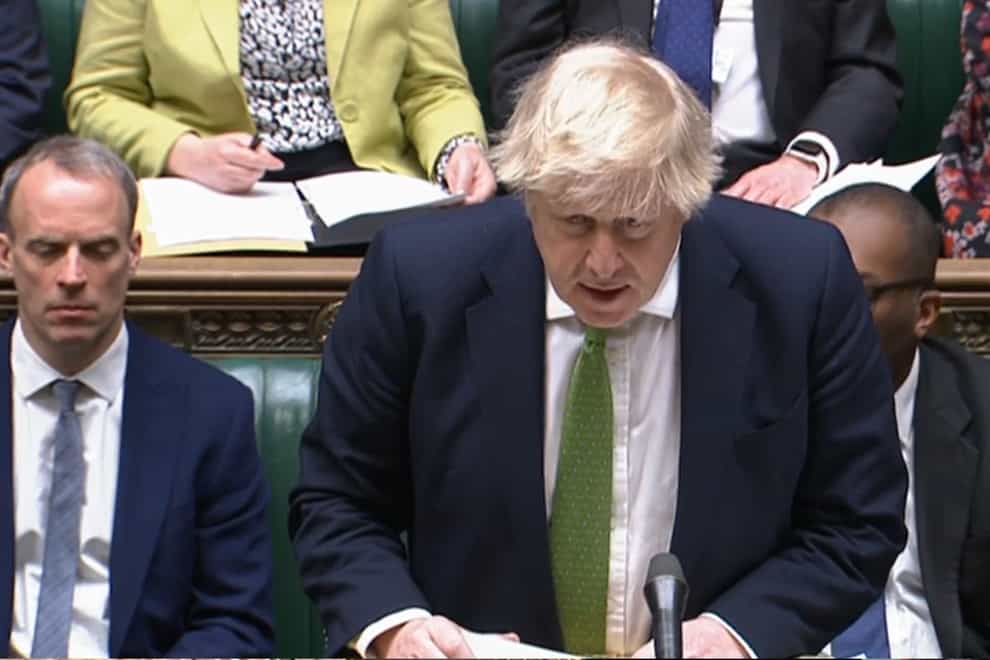 Prime Minister Boris Johnson updates MPs in the House of Commons in London on the latest situation regarding Ukraine (House of Commons / PA)
