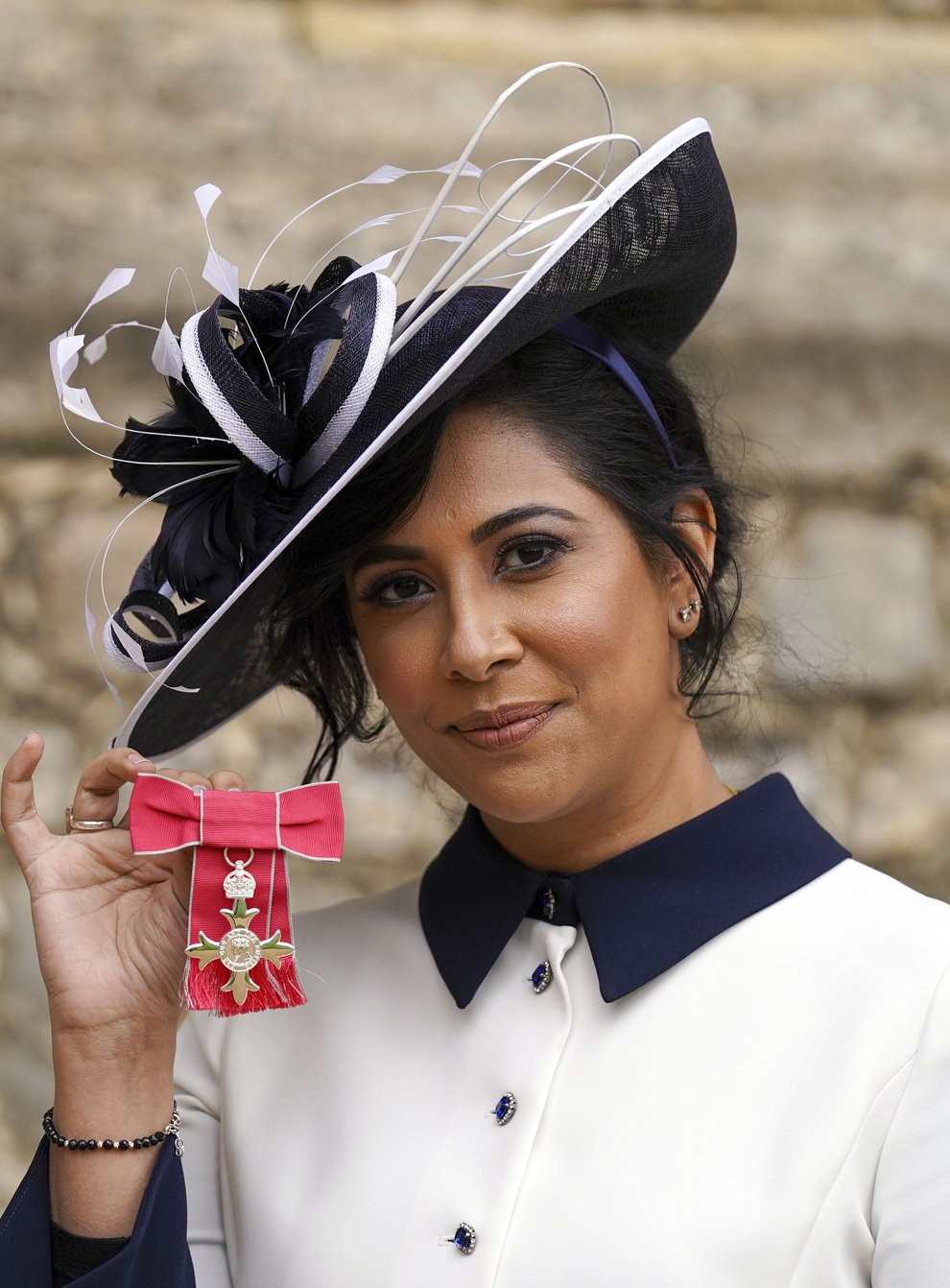 Meera Naran after she was made a MBE (Member of the Order of the British Empire) by the Princess Royal at Windsor Castle following an investiture ceremony at Windsor Castle (Steve Parsons/PA)