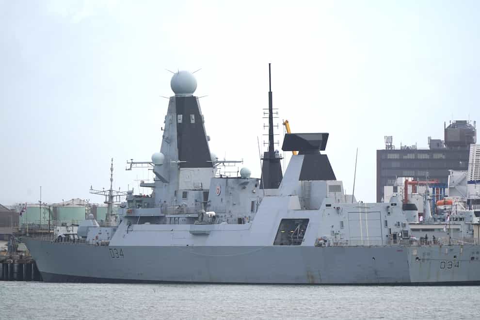 The Royal Navy Type 45 destroyer HMS Diamond at Portsmouth Naval Base (Andrew Matthews/PA)