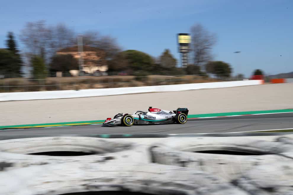 Lewis Hamilton in action during testing in Barcelona on Thursday
