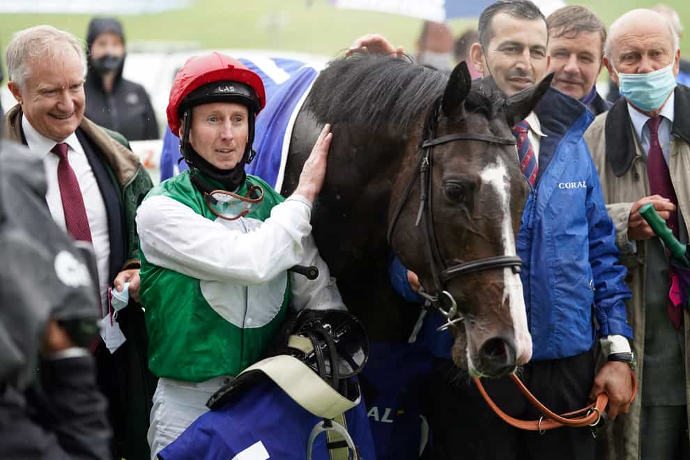 Pyledriver and jockey Martin Dwyer after winning the Coral Coronation Cup during the Cazoo Derby Festival at Epsom Racecourse. Picture date: Friday June 4, 2021 (Mike Egerton/PA)