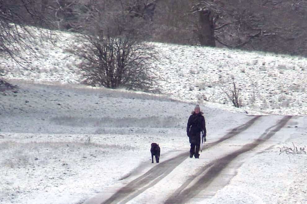 Snowy conditions in Northern Ireland’s County Fermanagh on Thursday (PA)