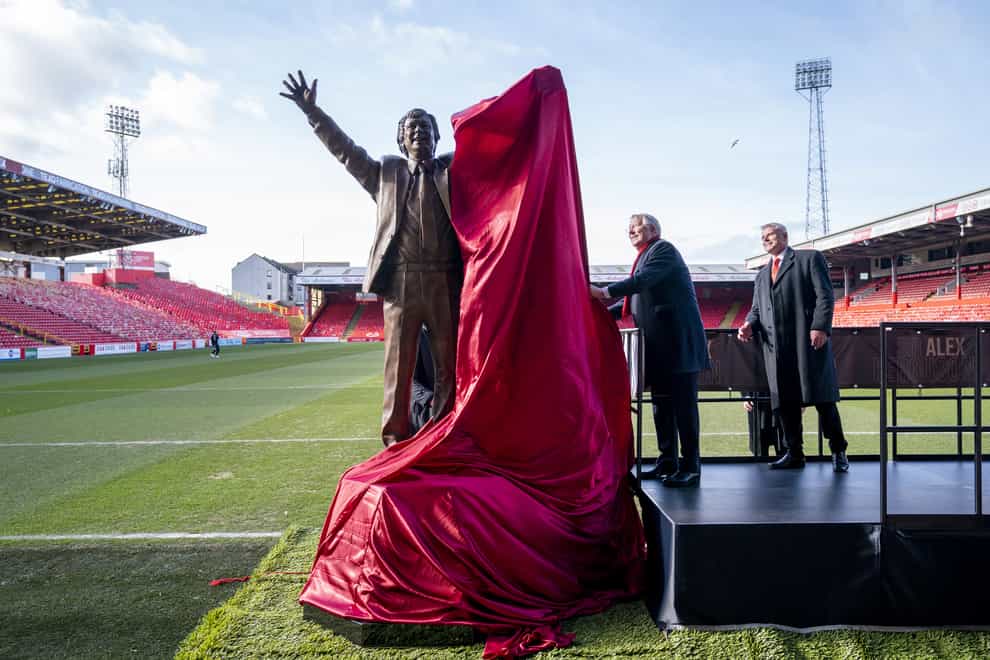 The new statue of Sir Alex Ferguson at Pittodrie (Jane Barlow/PA)