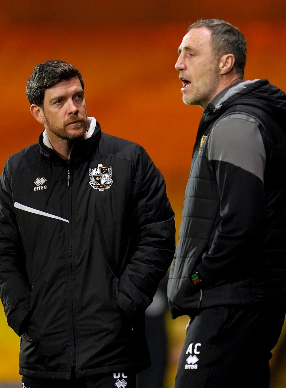 Andy Crosby (right) took charge of Port Vale in the absence of Darrell Clarke (Nick Potts/PA)