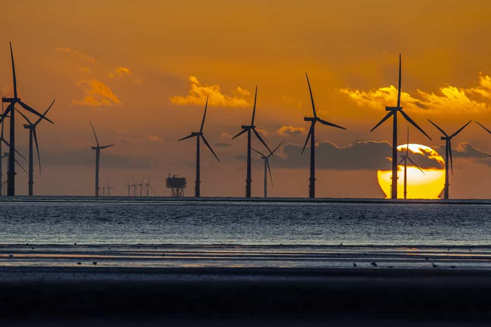 Burbo Bank wind farm off Merseyside in north west England (Peter Byrne/PA)