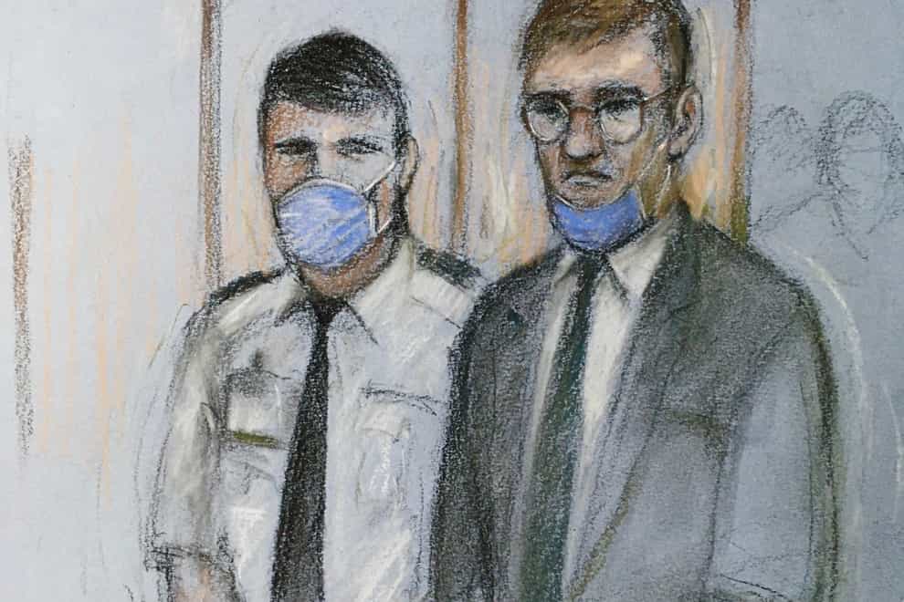 Court artist sketch of James Watson (right) in the dock at the Old Bailey, where he is charged with the murder of six-year-old Rikki Neave in 1994 (Elizabeth Cook/PA)