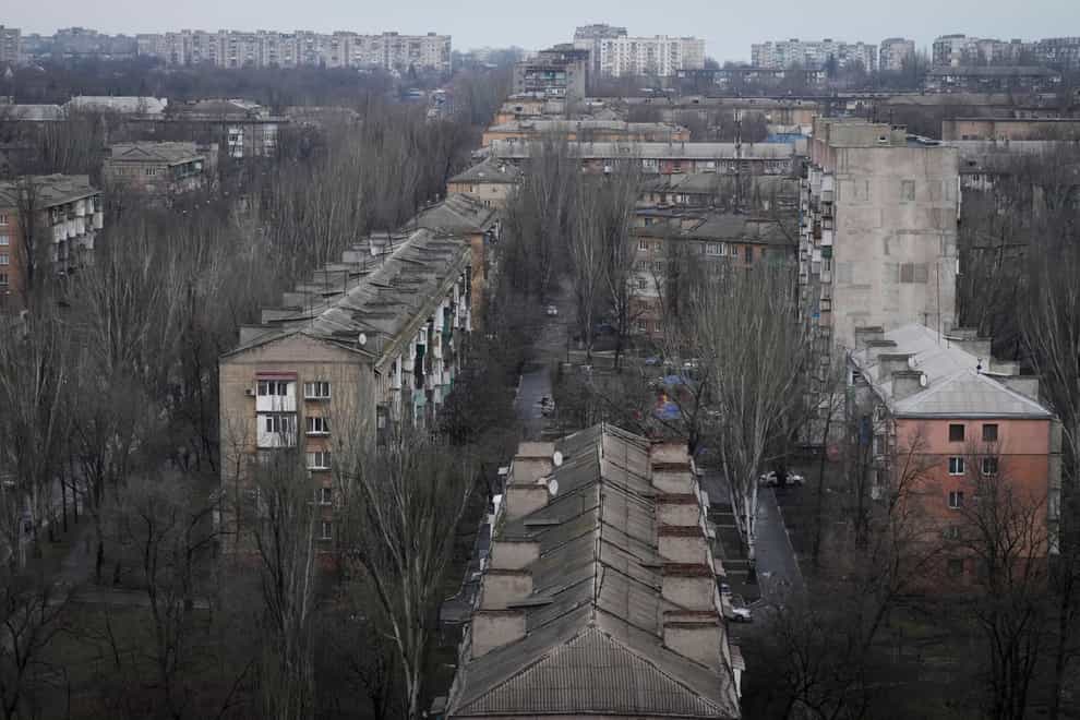 Apartment buildings are seen in city of Mariupol, Ukraine (Sergei Grits/AP)