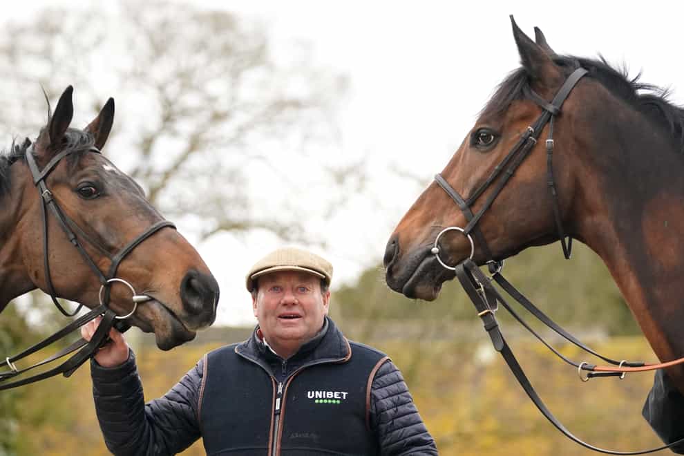 Nicky Henderson with Constitution Hill and Jonbon (Tim Goode/PA)