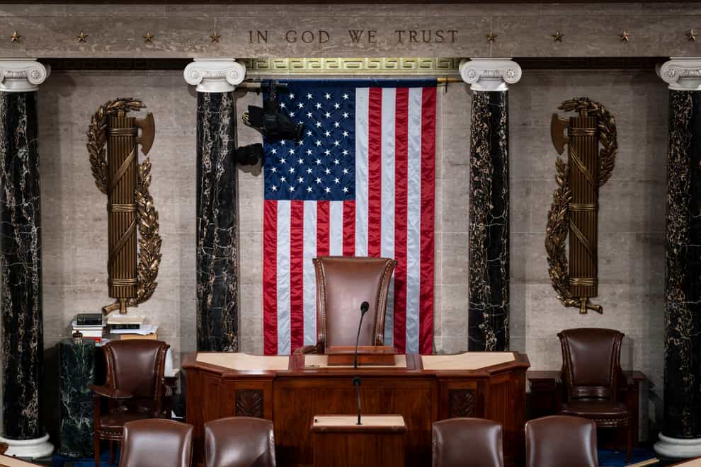 The speaker’s dais in the House of Representatives is seen at the Capitol (J Scott Applewhite/AP)