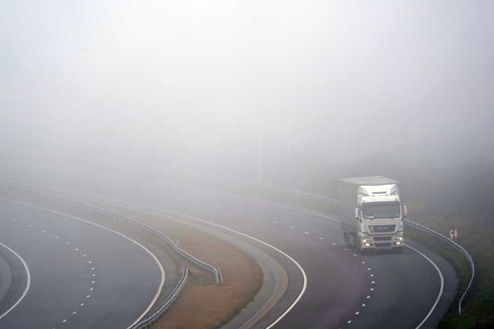 Thick fog is expected to create ‘difficult’ driving conditions and potentially lead to flight delays in the South West and Wales (Gareth Fuller/PA)