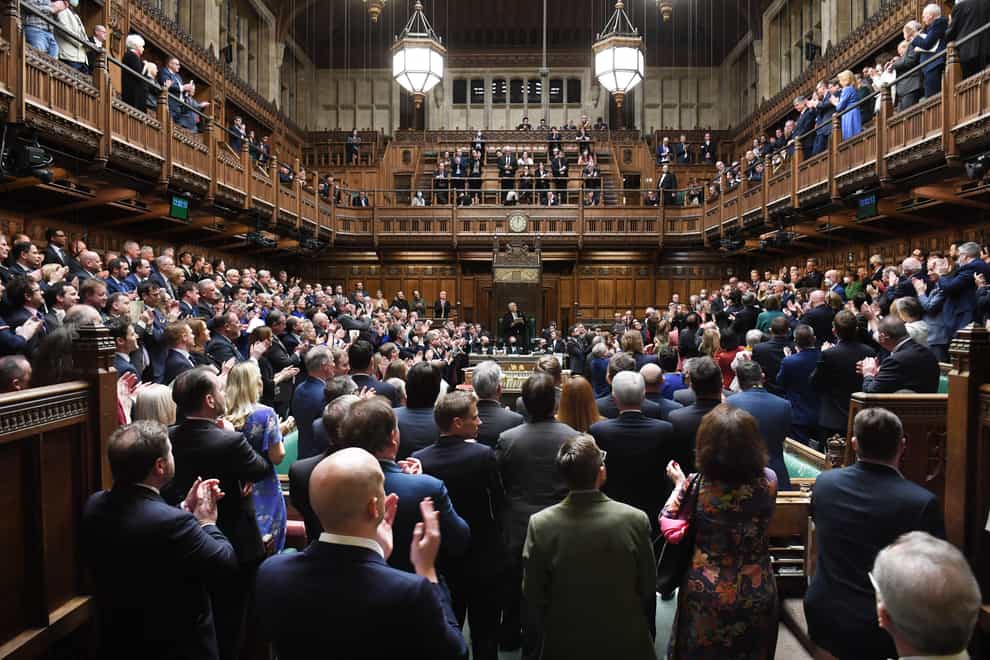 MPs in the House of Commons, London, give a standing ovation to Ukraine’s ambassador to the UK Vadym Prystaiko (UK Parliament/Jessica Taylor)