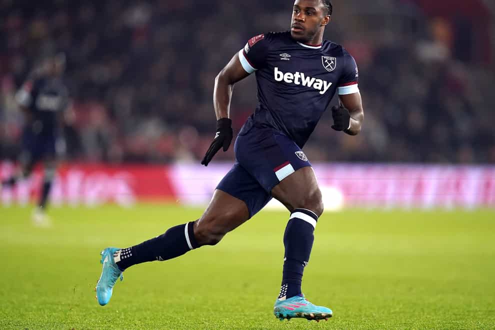 Michail Antonio briefly drew West Ham level in their FA Cup tie at Southampton (Adam Davy/PA)