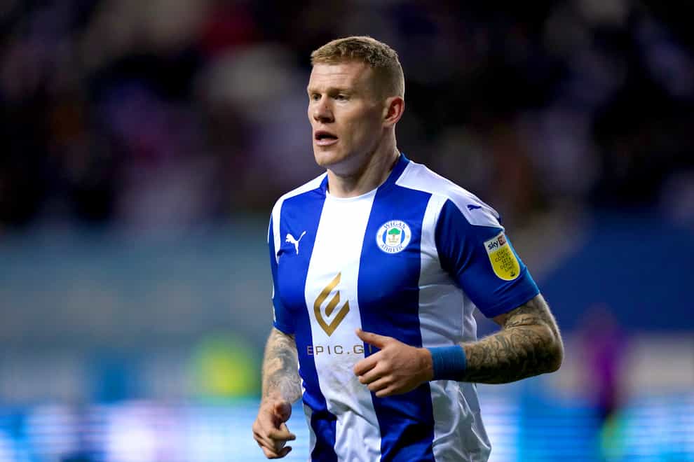 James McClean is suspended for Wigan (Martin Rickett/PA)