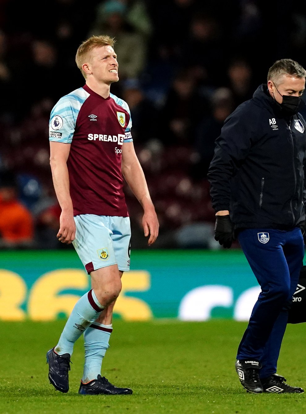 Ben Mee (left) sustained a knee issue in Burnley’s loss to Leicester (Martin Rickett/PA).