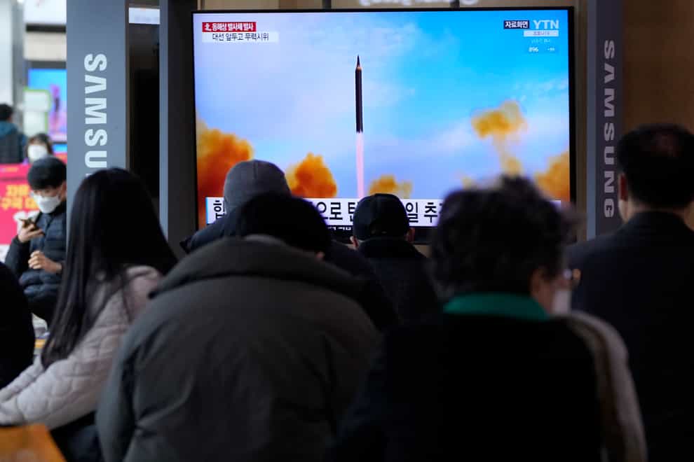 North Korea on Saturday fired a suspected ballistic missile into the sea, according to its neighbours’ militaries (Ahn Young-Joon/AP)