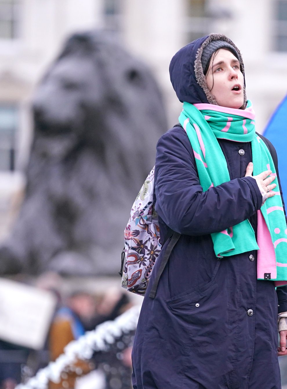 People take part in a demonstration in Trafalgar Square (Ian West/PA)