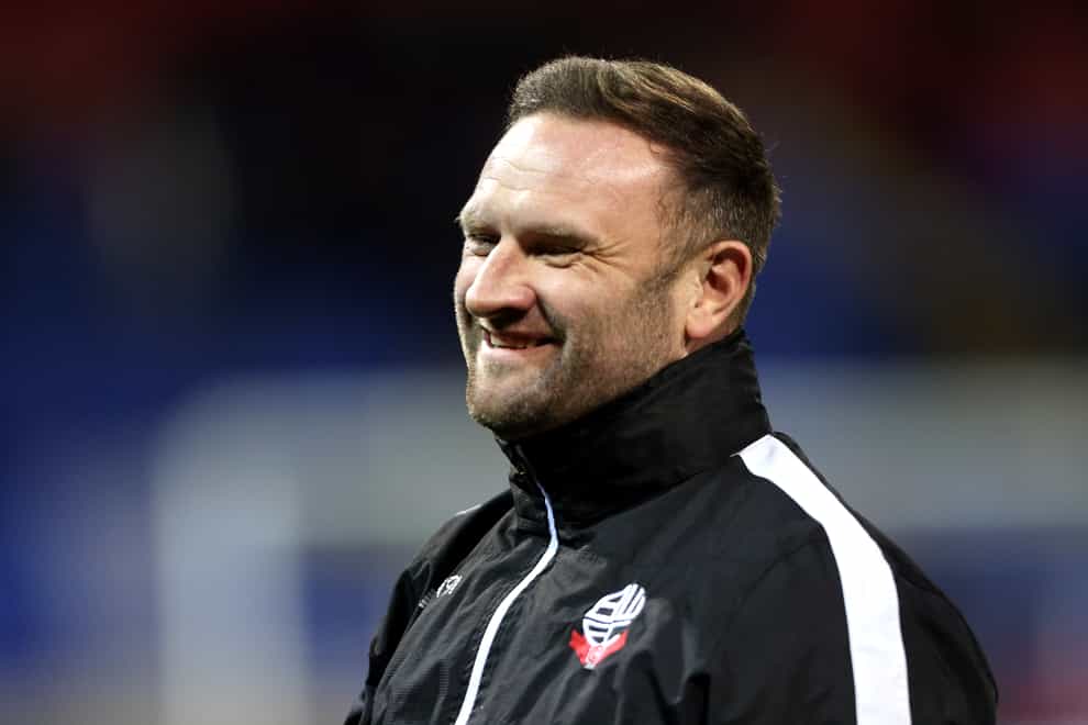 Ian Evatt was a happy man after Bolton’s win at Gillingham (Richard Sellers/PA)