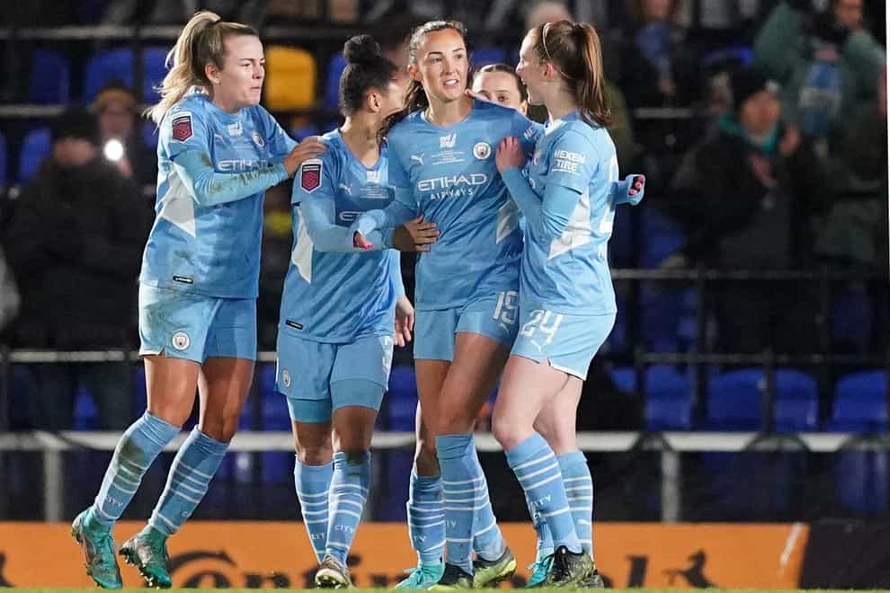 Two goals from Caroline Weir helped Manchester City to Continental League Cup victory (Yui Mok/PA)