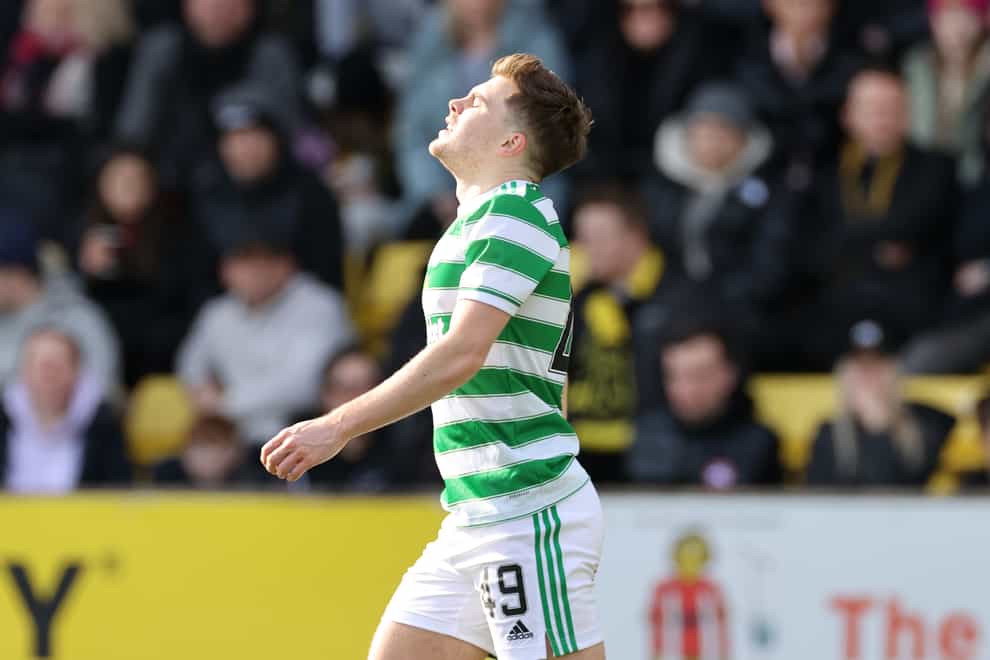 James Forrest shows his relief after netting (Steve Welsh/PA)