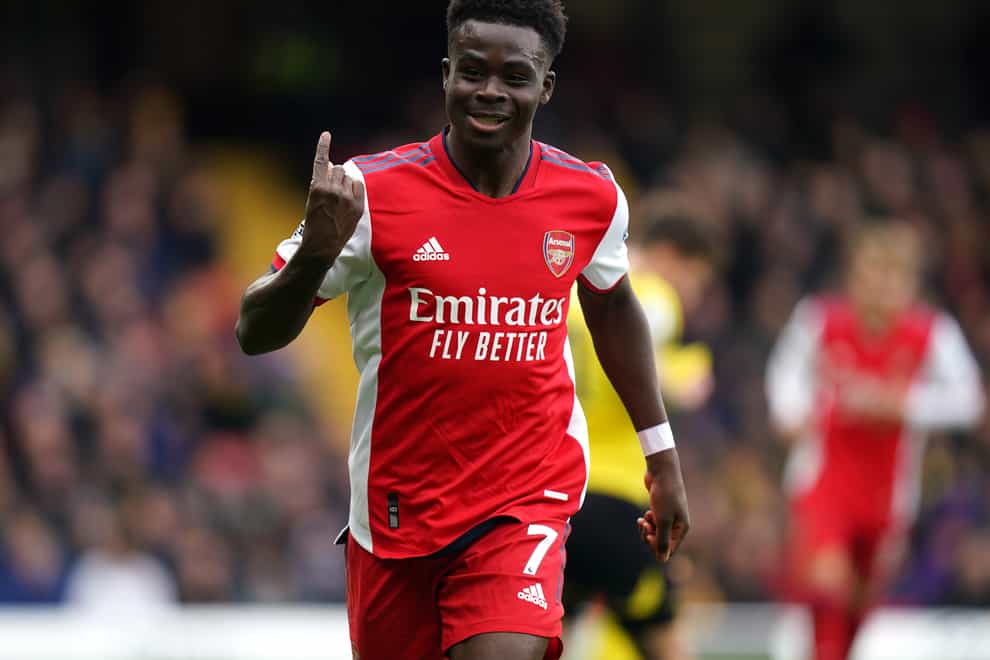 Bukayo Saka starred with a goal and an assist as Arsenal moved into the top four with a 3-2 win at Watford (Adam Davy/PA)