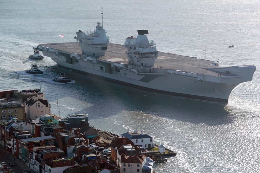 The Royal Navy’s aircraft carrier HMS Prince of Wales has set sail for a major exercise in the Arctic in its role as Nato’s command ship (Andrew Matthews/PA)
