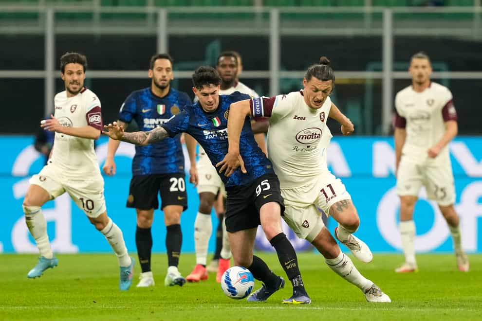 Inter Milan defender Alessandro Bastoni is relishing a visit to Anfield (Antonio Calanni/AP)
